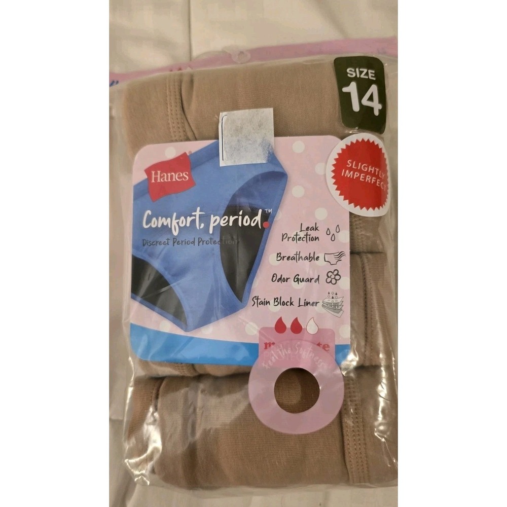 Hanes Girls'‎ 4pk Hipster Period Underwear - Multicolor- Size 14
